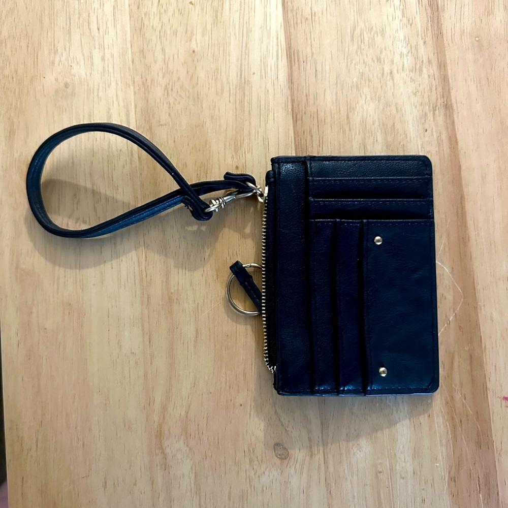 Black Faux Leather Wristlet Wallet